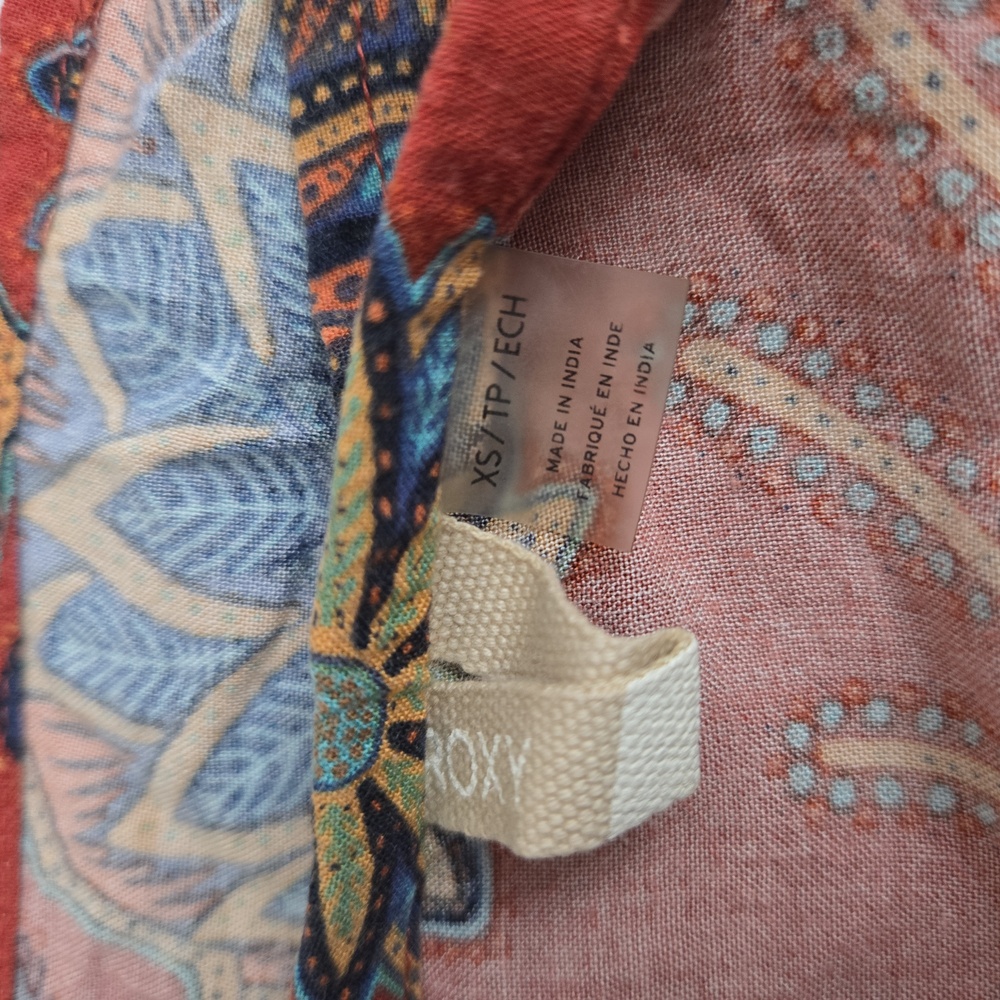 Roxy Boho Floral Midi Dress Spaghetti Strap Rust Orange Size XS - Picture 12 of 14